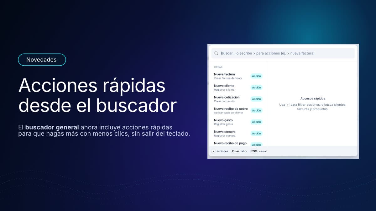 Acciones rápidas desde el buscador general