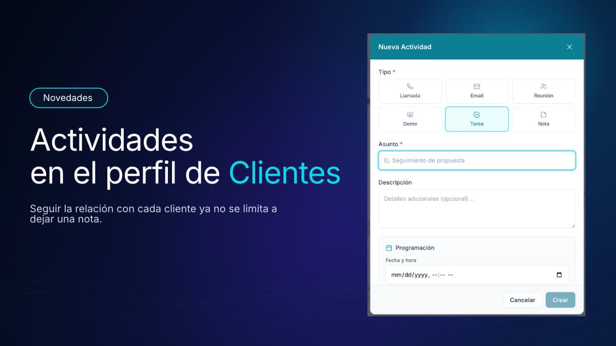 Actividades en el perfil del cliente