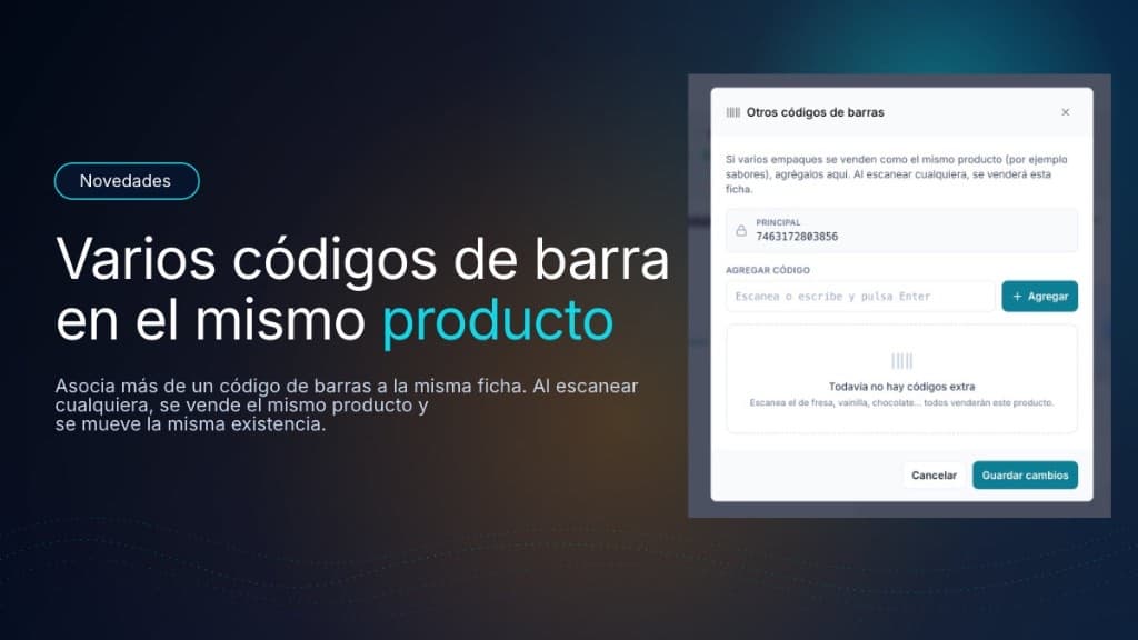 Banner de la novedad: varios códigos de barras en el mismo producto
