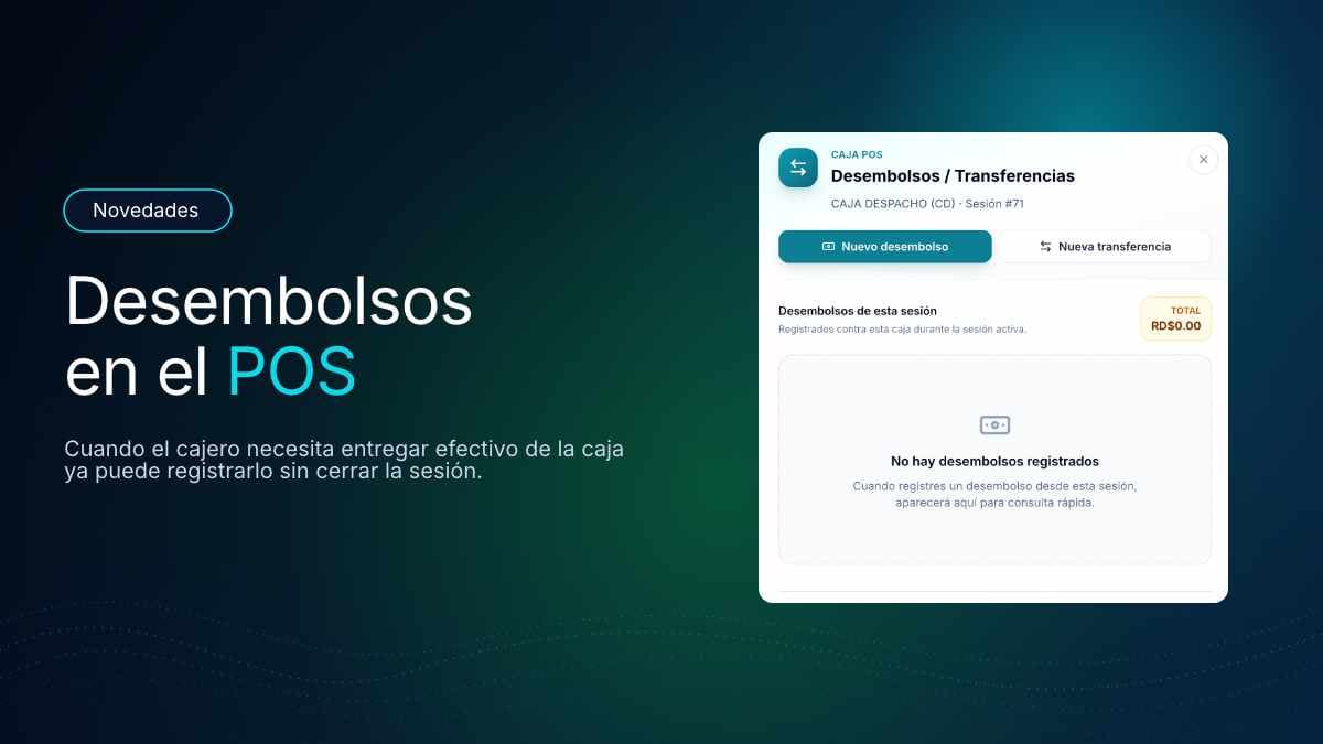 Modal de desembolso de efectivo en el punto de venta
