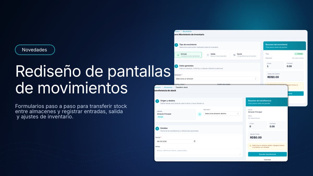 Rediseño de transferencias de stock y movimientos de inventario